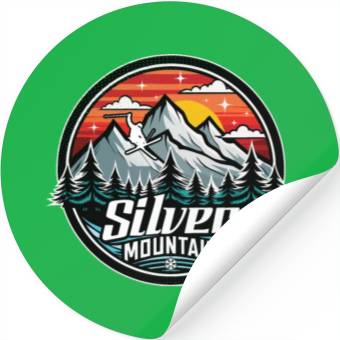 Discover Retro Silver Mountain Ski Stickers