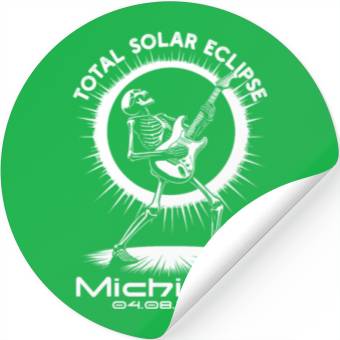 Discover Total Solar Eclipse 4.8.24 MI Skeleton E Guitar Stickers