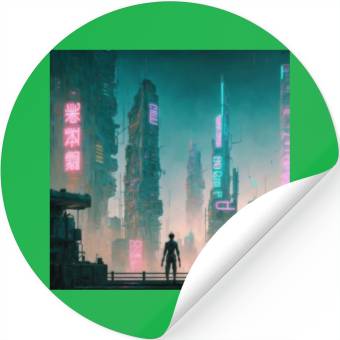 Discover Cyberpunk Cityscape Stickers