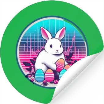 Discover White Easter Bunny with Eggs Stickers