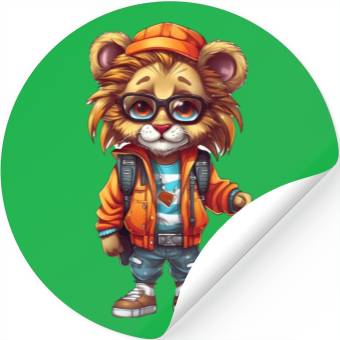 Discover Cute Lion Cartoon Stickers
