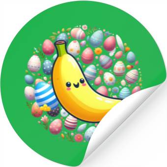 Discover Banana Among Colorful Easter Eggs Stickers