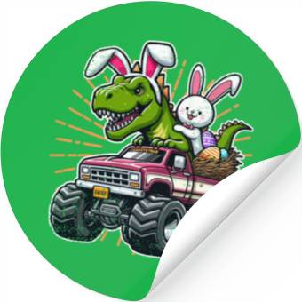 Discover EASTER DINOSAUR RIDING MONSTER TRUCK EASTER Stickers