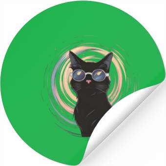 Discover Solar Eclipse 2024 Cat Wearing Glasses Stickers