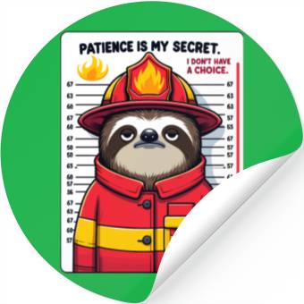 Discover Patience in Flames: Sloth Firefighter Stickers