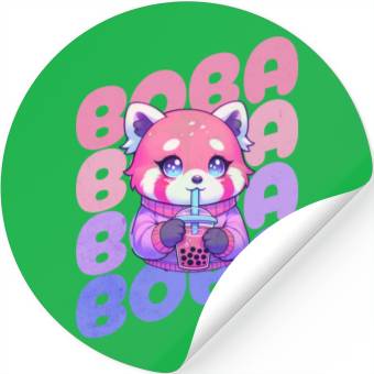Discover BOBA Cute Red Panda Stickers
