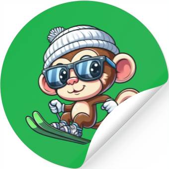 Discover Monkey Chimpanzee Skier Skiing Stickers