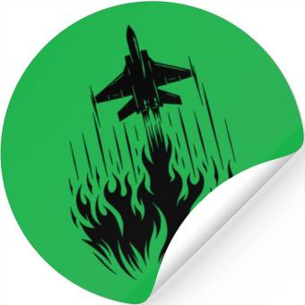 Discover Fighter Jet Model Airplane Fire Flames Flight Stickers