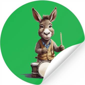 Discover Donkey playing drums Stickers