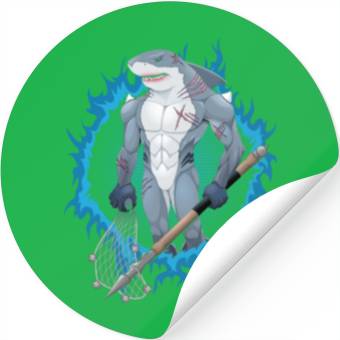 Discover Shark Mutant With Blue Fire Background Stickers