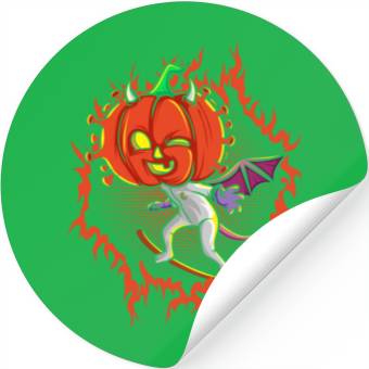 Discover The Witch Devil Pumpkin Head Stickers