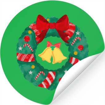 Discover Christmas Wreath with Bells Stickers
