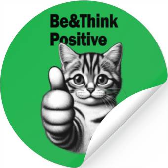 Discover Be&Think Positive Tabby Cat Stickers