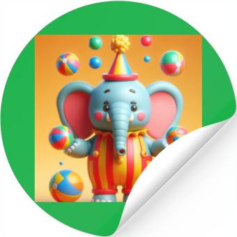 Discover 3D cartoon elephant Stickers