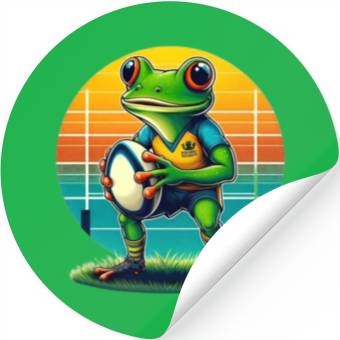 Discover Funky Frog Playing Rugby Stickers