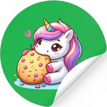 Discover Unicorn Enjoying a Cookie Stickers