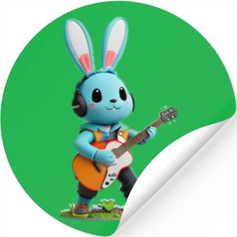 Discover Rabbit playing guitar Stickers