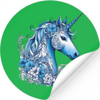 Discover Abstract blue unicorn Stickers