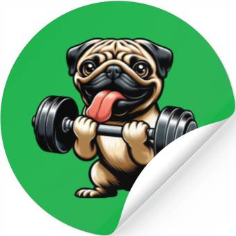 Discover Pug Workout: Fun Dumbbell Training Stickers