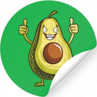 Discover Smiling Avocado Thumbs Up Fun Design Stickers