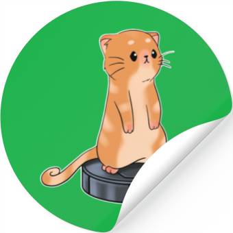 Discover Cat With Robot Vacuum Cleaner Stickers
