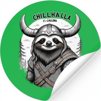 Discover Chillhalla is Calling, Sloth design Stickers