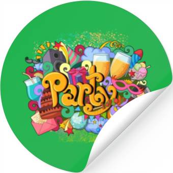Discover Vector Party Theme Wines Cakes Speaker Ice Cream Stickers