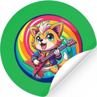 Discover Electro Pup Jam: Rainbow Riff Stickers