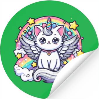 Discover Celestial Charm Unicorn Cat Stickers