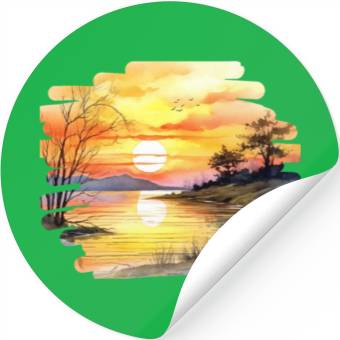 Discover Sunset on the river Stickers
