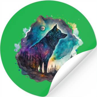 Discover Wolf Print, Cosmic Wolves, Animal Print, Cosmos Stickers