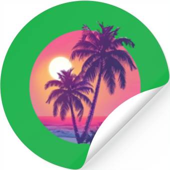 Discover Tropical Sunset Palms Tranquil Scene Stickers