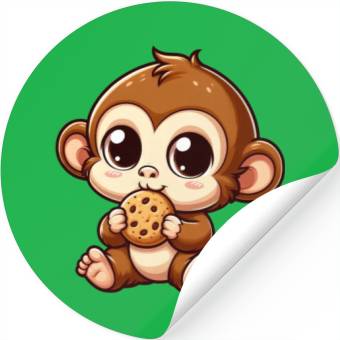 Discover Monkey Chimpanzee Snacking Cookies Stickers