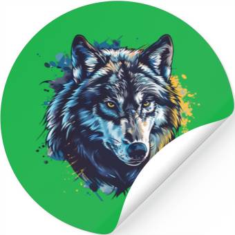 Discover Alpha Wolf Paint Splash Stickers