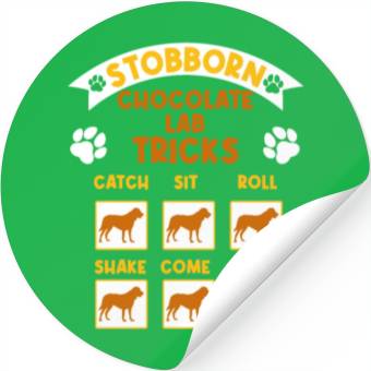 Discover Brown Labrador STUBBORN CHOCOLATE LAB TRICKS Stickers