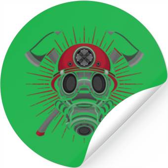 Discover Firefighter in burning fire - Fire fighter head Stickers