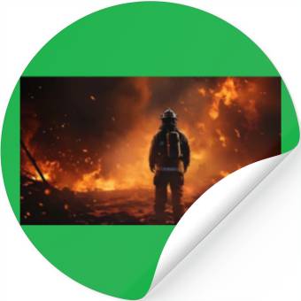 Discover Firefighter in burning fire - Fire fighter head Stickers