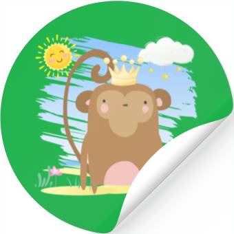 Discover Kawaii Monkey King Using Crown Adorable Cartoon Stickers