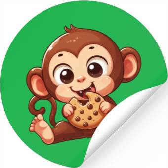Discover Cute Chimpanzee with Cookie Cartoon Stickers