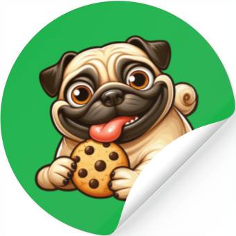 Discover Pug with Cookie Sweet Dessert Stickers