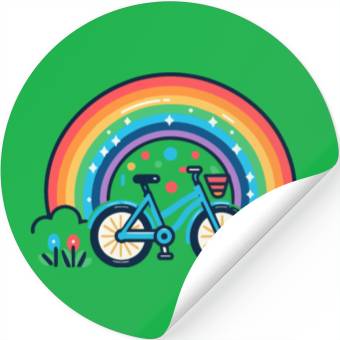 Discover Bicycle and rainbow Stickers