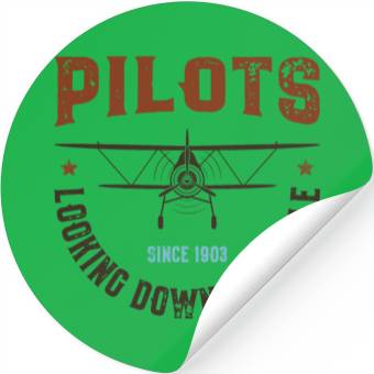 Discover Pilots Looking Down at People Stickers