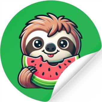 Discover Sloth Summer Fruit Melon Stickers