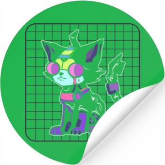 Discover Cyberpunk Cat Game Developer Stickers