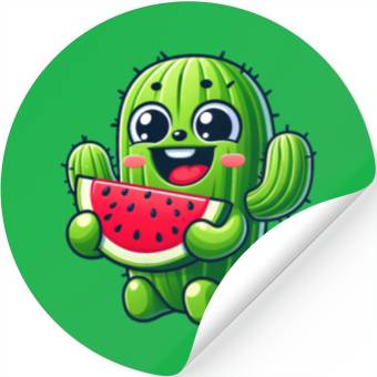 Discover Cute Cactus Comic With Watermelon Fruity Stickers