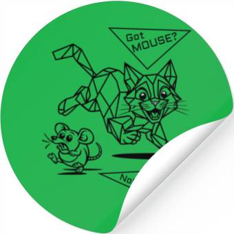 Discover Geometric cat chasing mouse Stickers
