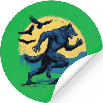 Discover Running Werewolf with Crows Stickers