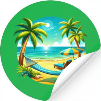 Discover Paradise Beach Sunset Art Stickers