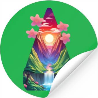 Discover sunrise waterfall scenery Stickers