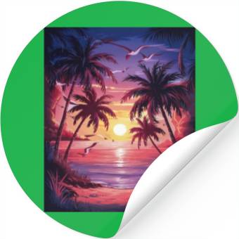 Discover summer beach "Tropical Twilight Serenity" Stickers